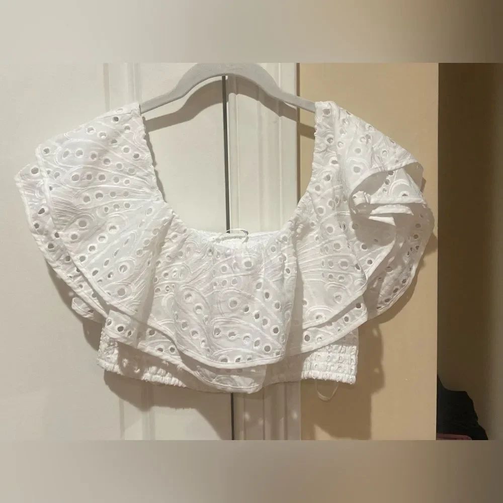 Altar'd State White Eyelet Ruffle Blouse